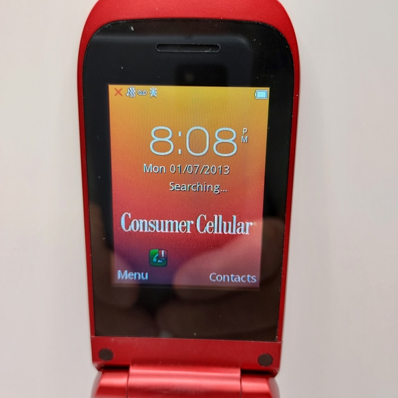 Red Flip-Style Cell Phone with Camera Lens - Picture 7 of 8